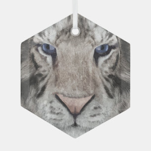 Weißer Tigerkopf Wildtier Ästhetik Ornament Aus Glas