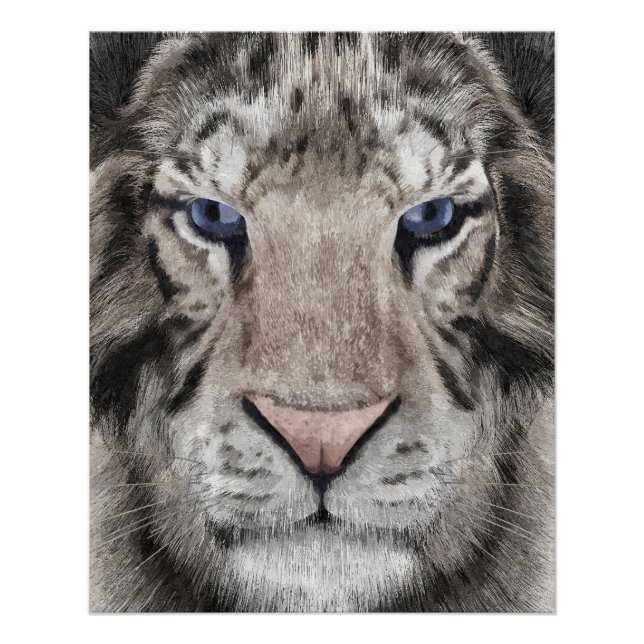 Weißer Tigerkopf Wildtier Ästhetik Poster (Vorderseite)