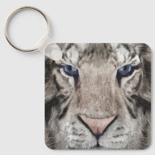 Weißer Tigerkopf Wildtier Ästhetik Schlüsselanhänger