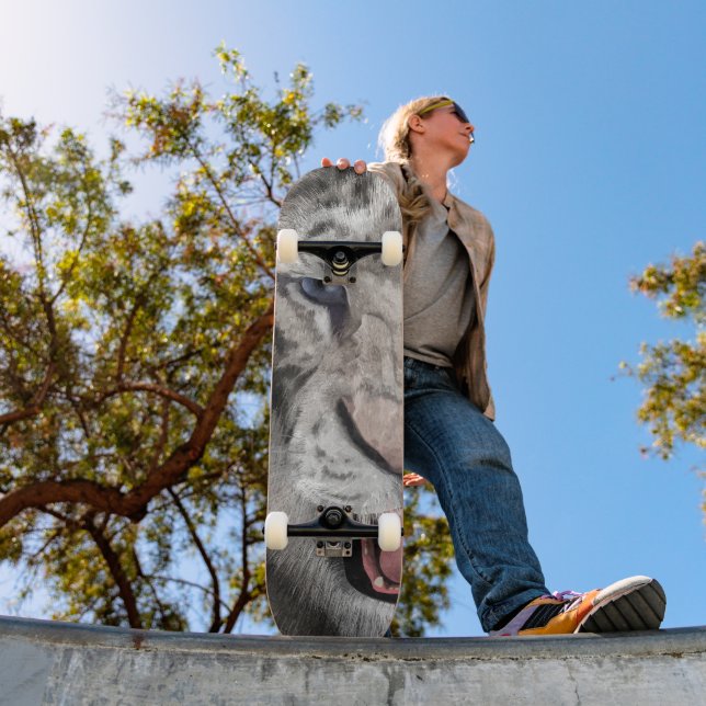 Weißer Tigerkopf Wildtier Ästhetik Skateboard (Außenbereich 1)