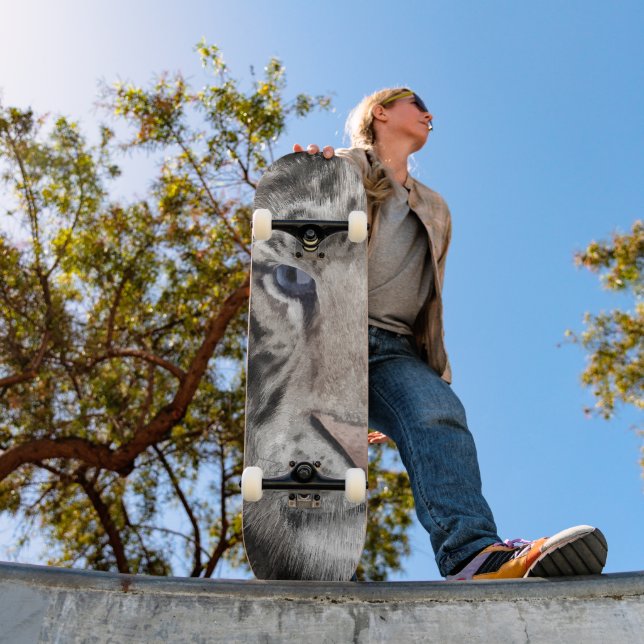 Weißer Tigerkopf Wildtier Ästhetik Skateboard (Außenbereich 1)