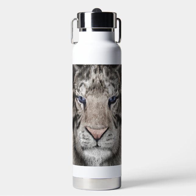 Weißer Tigerkopf Wildtier Ästhetik Trinkflasche (Vorderseite)