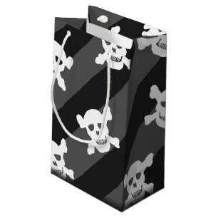Weißer Totenkopf mit gekreuzter Knochen auf Kleine Geschenktüte