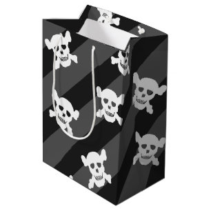 Weißer Totenkopf mit gekreuzter Knochen auf Mittlere Geschenktüte