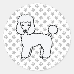 Weißer Toy Pudel Süßer Cartoon Hund Runder Aufkleber