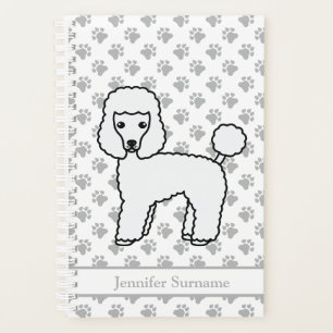 Weißer Toy Pudel Süßer Cartoon-Hund & Text Planer