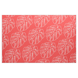 Weißer Tropischer Leaf Motif Korklachs Roter Lach Stoff