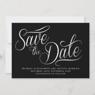 Weißer Typo Modernes Schwarz Save the Date Einladung