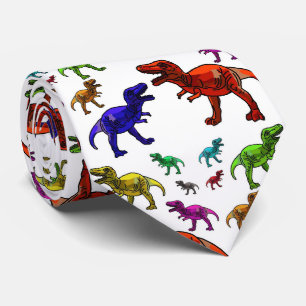 Weißer Tyrannosaurus T Rex Regenbogen Dinosaurier Krawatte