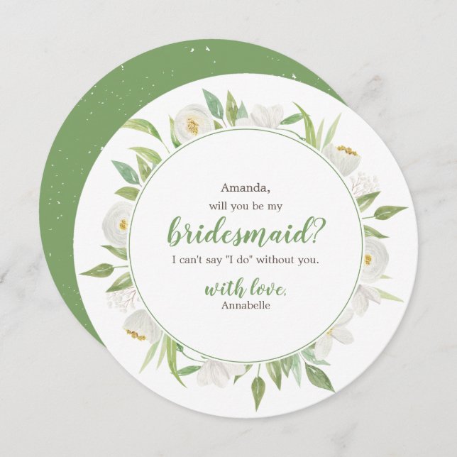 Weißer u. grüner Blumenwille sind Sie meine Einladung (Vorne/Hinten)