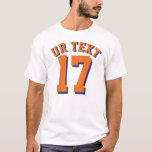 Weißer u. orange Sport-Jersey-Entwurf der T-Shirt<br><div class="desc">Weißer u. orange Sport-Jersey-Entwurf der Erwachsen-| • Das Jersey-T - Shirt der Männer</div>