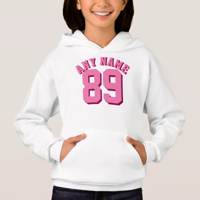 Weißer u. rosa Sport-Jersey-Entwurf der Kind| Hoodie (Vorderseite)