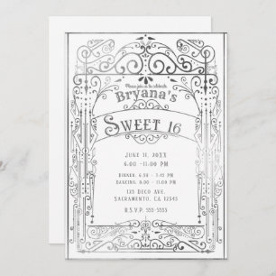 Weißer u. silberner Vintager viktorianischer Einladung