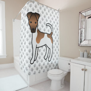 Weißer und brauner glatter Fox Terrier süßer Carto Duschvorhang