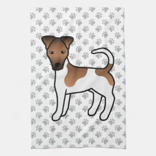 Weißer und brauner glatter Fox Terrier süßer Carto Geschirrtuch