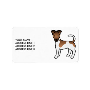 Weißer und brauner Glatter Foxterrier Süßer Hund & Adressaufkleber