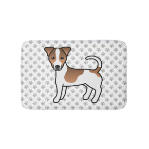 Weißer und brauner glatthaariger Jack-Russell-Terr Badematte