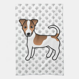 Weißer und brauner glatthaariger Jack-Russell-Terr Geschirrtuch