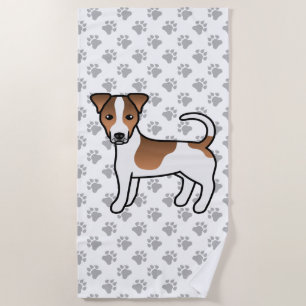 Weißer und brauner glatthaariger Jack-Russell-Terr Strandtuch