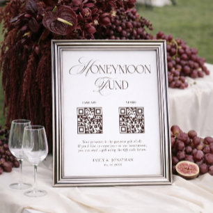 Weißer und Brauner Hochzeits-Flitterwochen-Fonds Poster