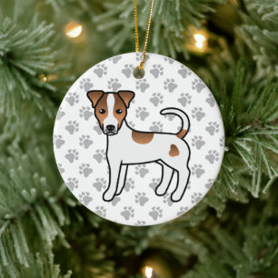 Weißer und brauner Parson-Russell-Terrier mit glat Keramik Ornament