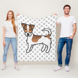 Weißer und brauner rauhaariger Jack-Russell-Terrie Fleecedecke