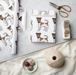 Weißer und brauner Smooth Fox Terrier Süßer Hundem Geschenkpapier