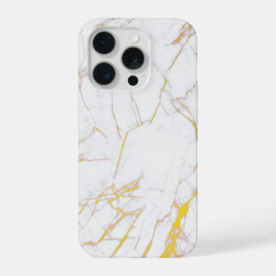 Weißer und gelblicher goldener Marmor iPhone 15 Pro Hülle