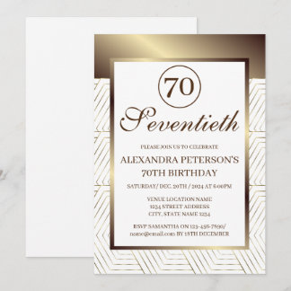 Weißer und goldener Gemusterter Geburtstag Einladung