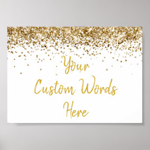 Weißer und goldener Glitter-Geburtstag Party-Jubil Poster