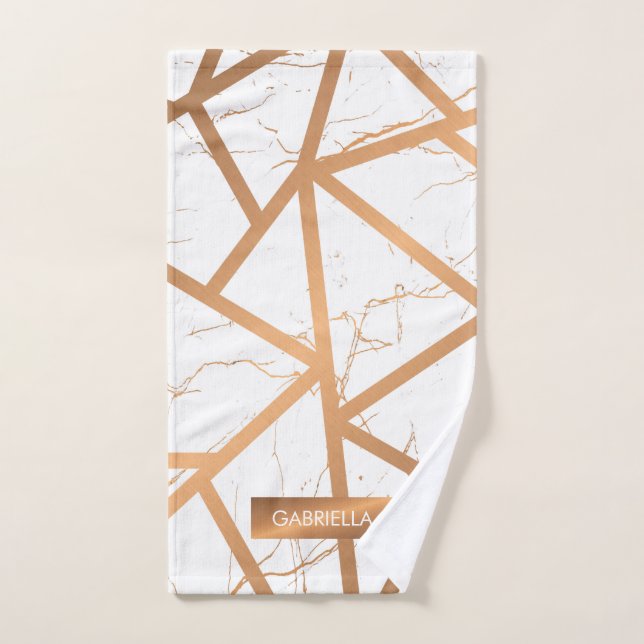 Weißer und goldener Marmor Badhandtuch Set (Handtuch)