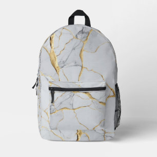 Weißer und goldener Marmor Bedruckter Rucksack