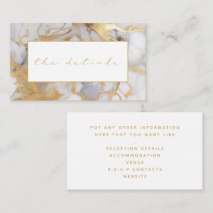 Weißer und goldener Marmor - Details Hochzeit Begleitkarte