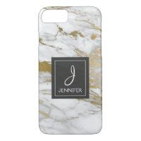 Weißer und goldener Marmor: Elegantes Monogramm