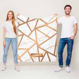 Weißer und goldener Marmor Fleecedecke
