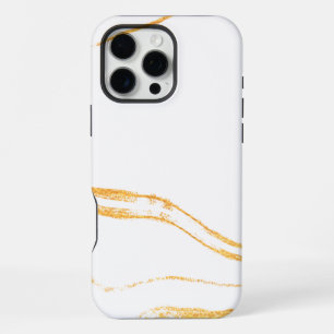 Weißer und goldener Marmor iPhone 16 Pro Max Hülle