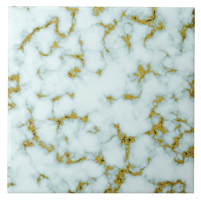 Weißer und goldener Marmor| Keramik Fliese (Vorderseite)