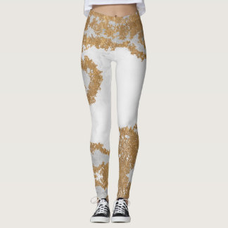 Weißer und goldener Marmor Leggings