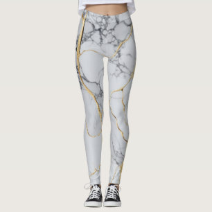 Weißer und goldener Marmor  Leggings
