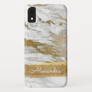 Weißer und goldener Marmor mit Goldfolie und Glitz Case-Mate iPhone Hülle