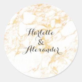 Weißer und goldener Marmor Runder Aufkleber
