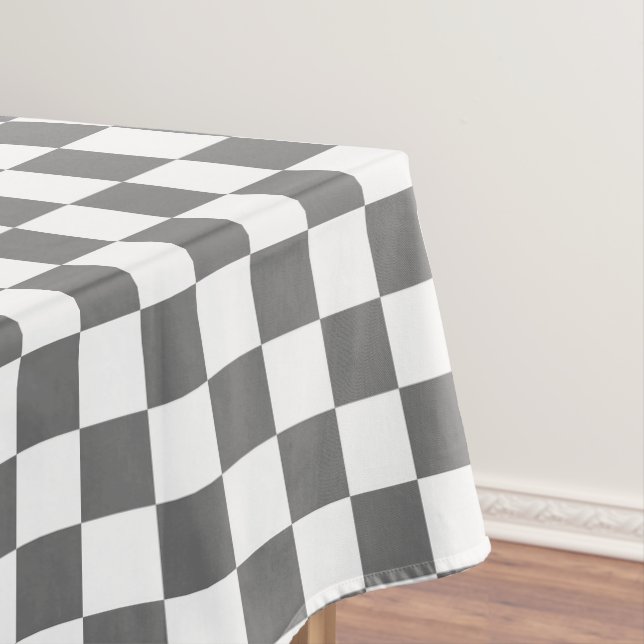 Weißer und grauer karierter Karo Tischdecke (Beispiel)