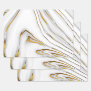 Weißer und grauer Marmor Geschenkpapier Set