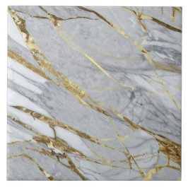 Weißer und grauer Marmor mit goldenen Akzenten Fliese