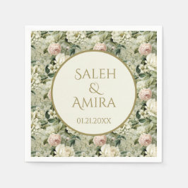 Weißer und grüner Blumenzucker Hochzeitszucker Serviette