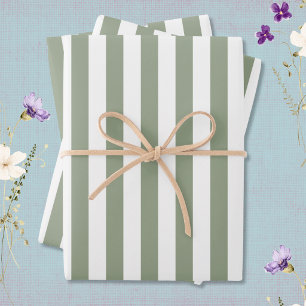 Weißer und grüner Streifen Geschenkpapier Set
