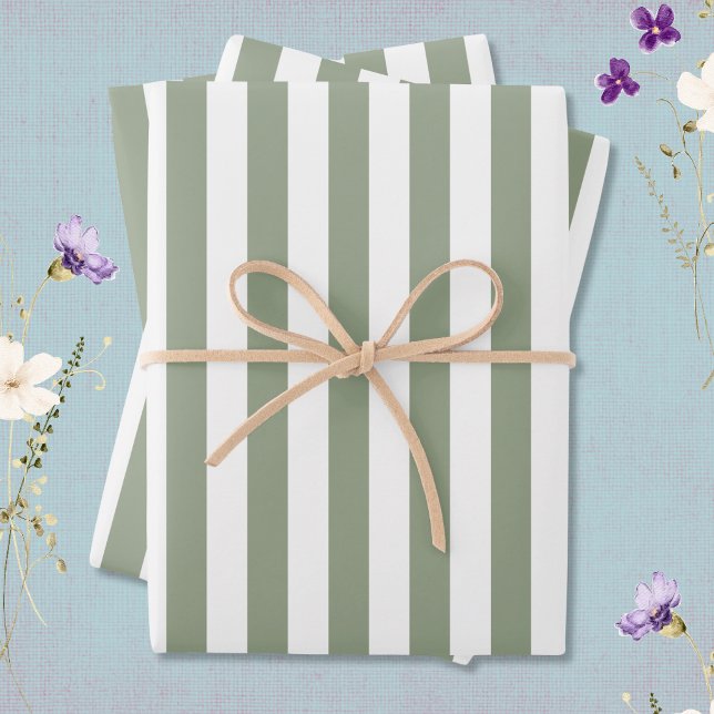 Weißer und grüner Streifen Geschenkpapier Set (Von Creator hochgeladen)