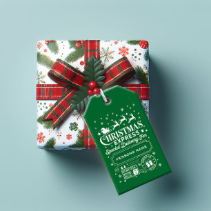 Weißer und grüner Weihnachtsexpress Sonderversand Geschenkanhänger