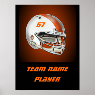 Weißer und orange Football-Helm Poster