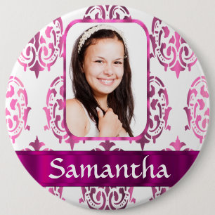 Weißer und rosa Damast Button